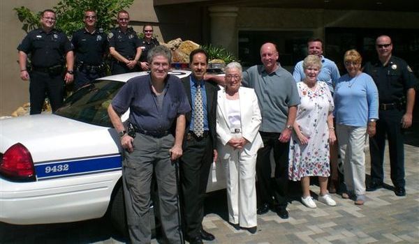 Front (L to R): Eric Berkowitz, Pio Ieraci, Rose Guttman, Police Chief Bruce Roberts Leah Glickfield, Kevin Songer, Fern McBride, Major Paul Kiley Rear (L to R): Sgt. Todd Jackson, Officer Steve Kraft, Captain Todd Peney, Captain Jan Jordan